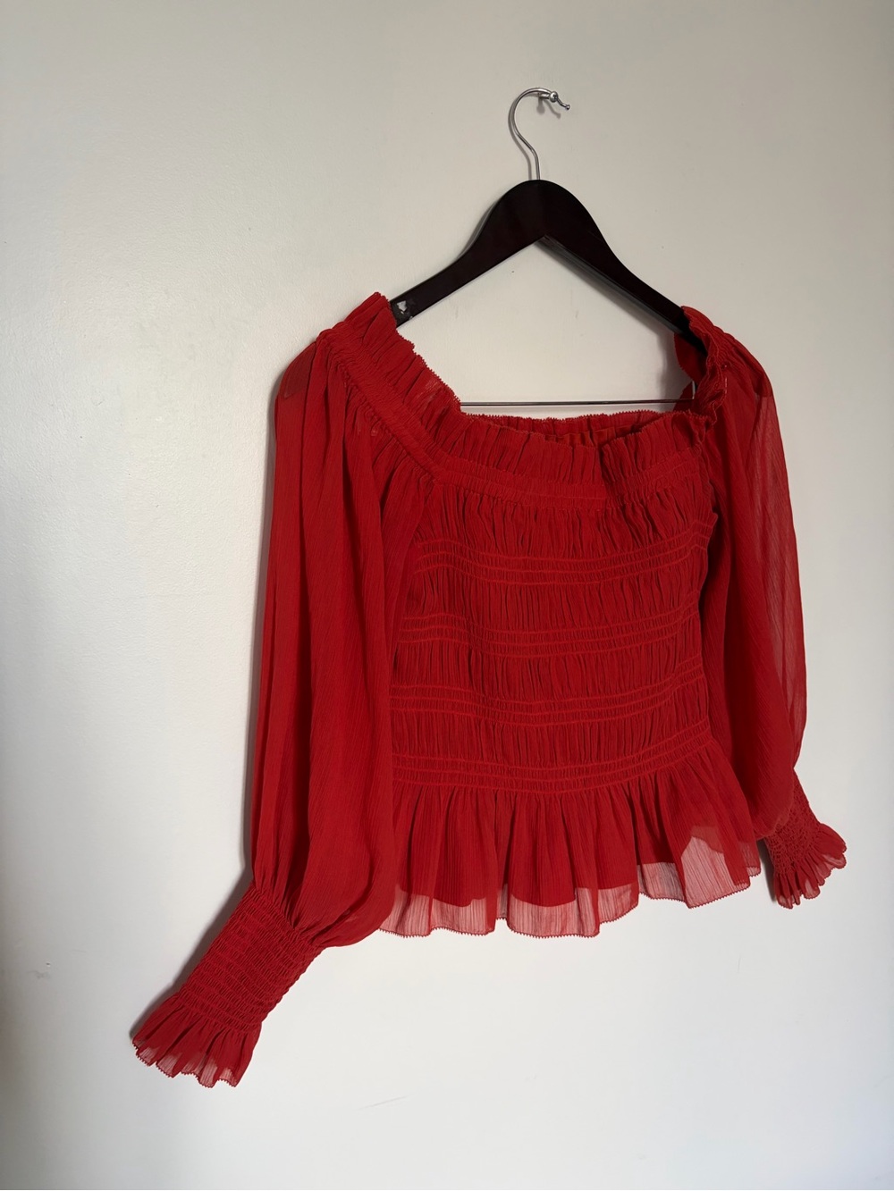 AllSaints Lara Off-The-Shoulder Top in Orange - 10 - Picture 5 of 12